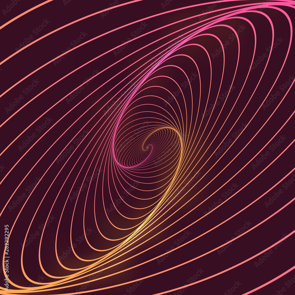 Poster swirling symbol. optical illusion. twisted structure. 3d wireframe abstract tunnel. vector illustrat