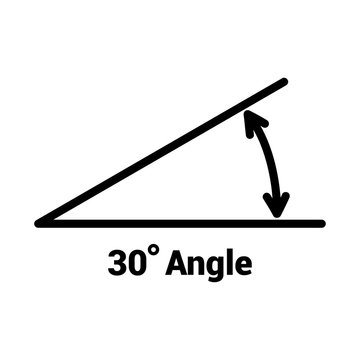 30 degree angle icon, isolated icon with angle symbol and text
