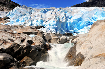Amazing Nigardsbreen glacier in mountains
