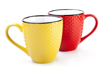 Tea cups on white background