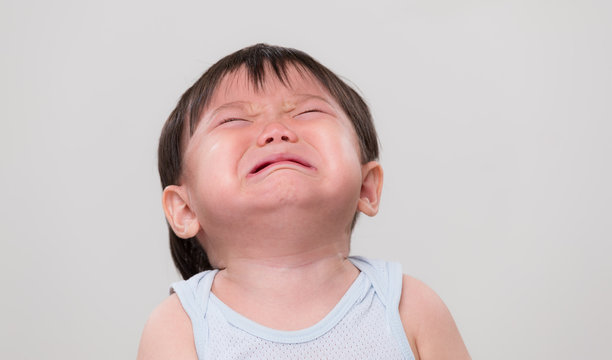 Asian little boy cry and feel sad