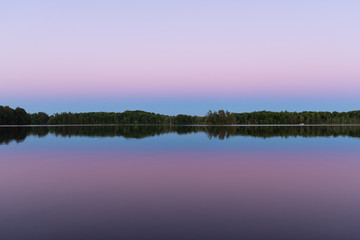 Pink Sky Over the Lake