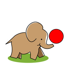 Elephants play ball. 