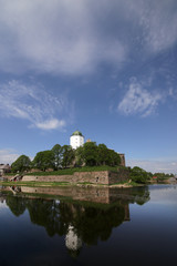 Fototapeta na wymiar Vyborg, Russia - 05/21/2019: view of the 13th century Vyborg Castle.