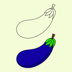 Eggplant Vector cartoon with Eggplant black line design