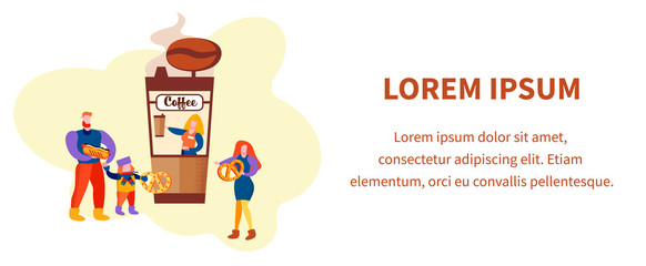 Father, Mother and Son Fast Food Buying Coffee