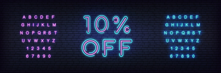 Sale neon template. Neon sale discount offer template