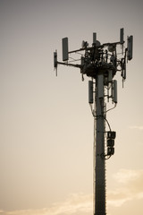 Close Up of Cellphone Tower at Sunset
