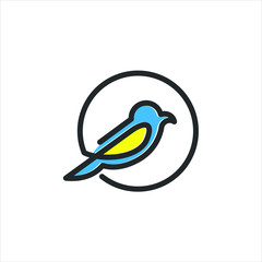 bird logo colorful line art mono line outline vector illustration