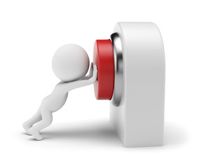 3D Small People - Pushing Red Button