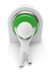 3D Small People - Pressing Green Button