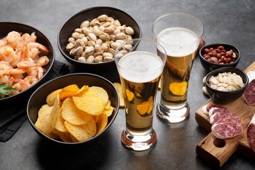 Draft beer and snacks