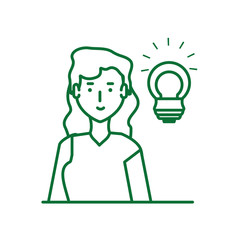 saving bulb electric with young woman