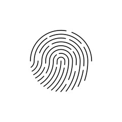Fingerprint identification, vector icon. Human black color fingerprint for security check. 