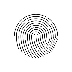 Human black color fingerprint for security check. Fingerprint identification  vector sign.
