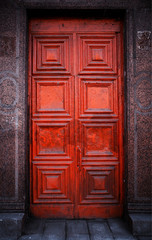 Vertical red closed door object background hd