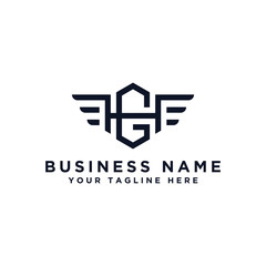 Obraz premium GH letter logo design, wing design vector elements. Linear style business logo design - Vector