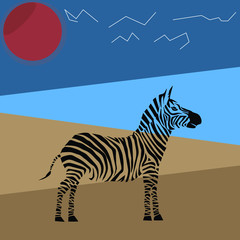 Animal vector illustration. Wild african zebra. beauty nature in vector design. Good for brand logo, wallpers, background, zoo ads. Simply and trendy flat silhouette graphic. From nature set.   