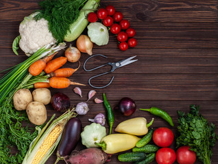 A bunch of ripe natural vegetables.