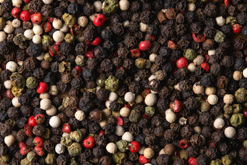 background from mix of peppers top view