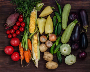 A bunch of ripe natural vegetables.