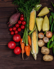 A bunch of ripe natural vegetables.