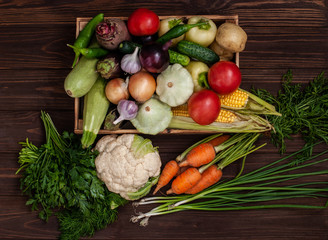 A bunch of ripe natural vegetables.