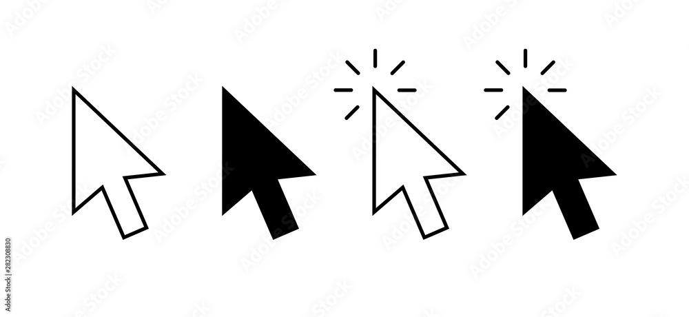 Fototapete Computer mouse click cursor gray arrow icons set and loading icons. Cursor icon. Vector illustration. Mouse click cursor collection.