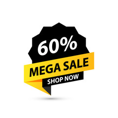 Sale tag. Special offer, big sale, discount, best price, mega sale banner. Shop or online shopping. Sticker, badge, coupon, store. Vector Illustration.