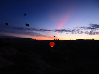 Cappadocia hot air balloon view in dawn, Turkey