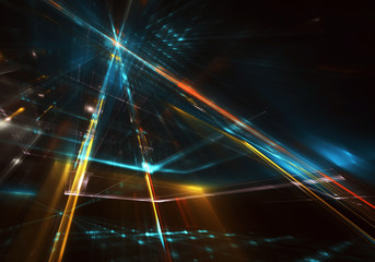 Abstract 3D fractal background, 3D illustration. Virtual Neon City