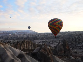 Cappadocia hot air balloon view in dawn, Turkey