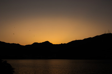 Fototapeta premium sunset at rodrigo de freitas lagoon