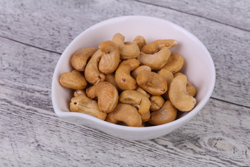 Cashew nuts heap in the bowl