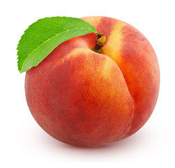 ripe peach isolated on white background - 282314023