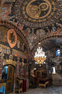  Frescoes and paintings in Bachkovo monastery aka Assumption of the Holy Virgin, landmark and pilgrimage site. Asenovgrad, Bulgaria
