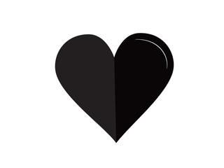 Vector image. Flat icon of black heart (silhouette, symbol, emblem). Medicine and human.