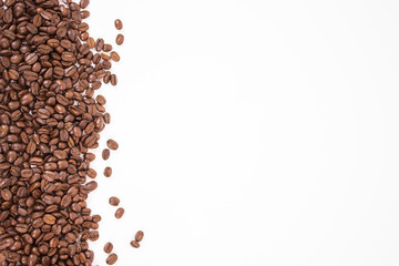 mockup of coffee beans on isolated white background