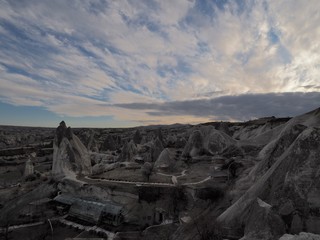 Panorama view of Cappadocia, ancient cave city in Turkey