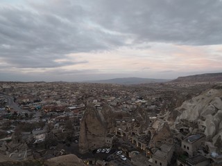 Panorama view of Cappadocia, ancient cave city in Turkey