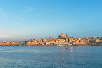 Scenic evening skyline view of Valletta, Malta