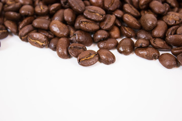 mockup of coffee beans on isolated white background