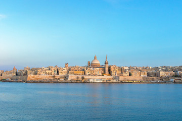 Scenic evening skyline view of Valletta, Malta