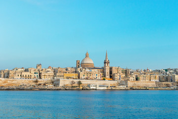 Fototapeta na wymiar Scenic evening skyline view of Valletta, Malta