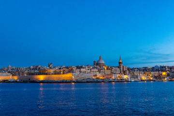 Fototapeta na wymiar Scenic evening skyline view of Valletta, Malta