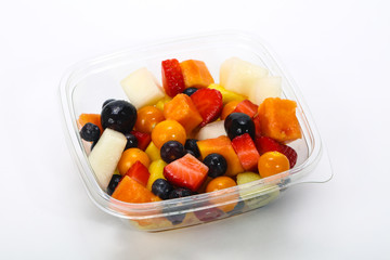 Sliced fruit mix in the box