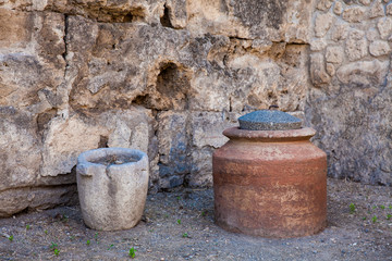 Ruins of the houses in the ancient city of Pompeii