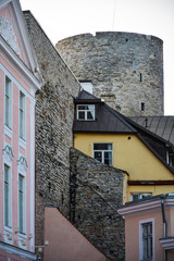 Houses on the street in the city center, Tallinn, Estonia