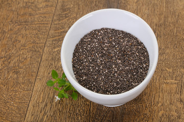Dietary Chia seeds in the bowl