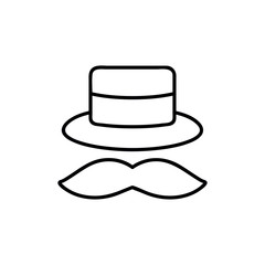 hat, moustache icon. Element of carnival and amusement icon. Thin line icon for website design and development, app development. Vector graphics, a linear pattern on a white background, eps 10.